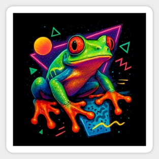 Retro Neon Red Eye Tree Frog Sticker